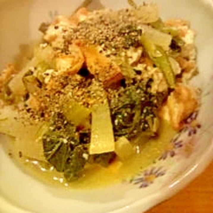 小松菜と絹揚げの煮物